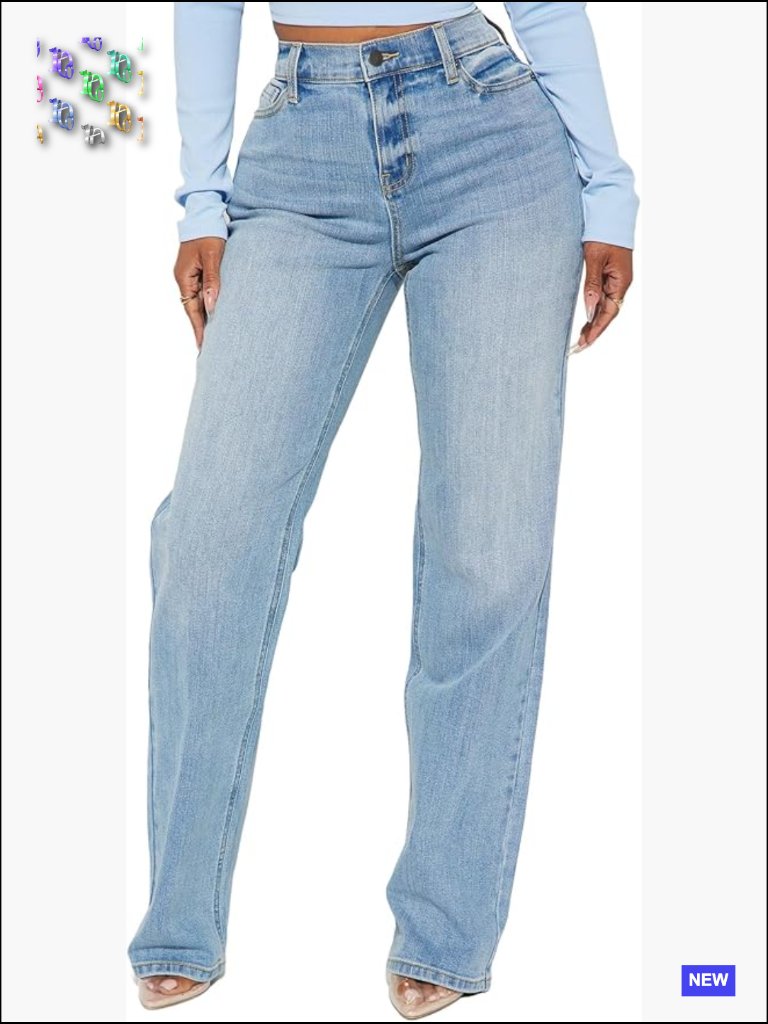 High Waisted Straight Leg Jeans Wide Leg Stretchy Loose Denim Pants Y2k